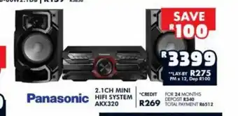 Barnetts - Price 'n Pride Panasonic 2.1Ch Mini Hifi System AKX320 offer