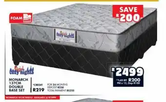 Barnetts - Price 'n Pride Cozy Nights Monarch 137cm Double Base Set offer