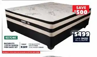 Barnetts - Price 'n Pride Restonic Bazaruto 152cm Queen Firm Base Set offer