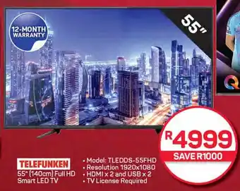 Pick n Pay Hypermarket TELEFUNKEN 55" (140cm) Full HD Smart LED TV offer