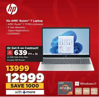 HiFi Corp HP 15s AMD Ryzen 7 Laptop offer