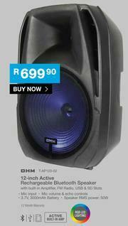 Cash Crusaders OHM 12 Inch Active Rechargeable Bluetooth Speaker T-AP120-02 offer