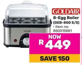 Game GOLDAIR 8-Egg Boiler (GEB-800 S/S) offer