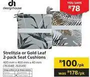 Design House Strelitzia Or Gold Leaf 2 Pack Seat Cushions-Per Pack