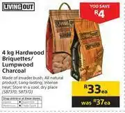 Builders Warehouse Living Out 4Kg Hardwood Briquettes/Lumpwood Charcoal-Each offer