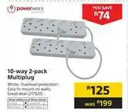 Builders Warehouse Powerworx 10 Way 2 Pack Multiplug offer