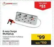 Powerworx 6 Way Surge Multiplug