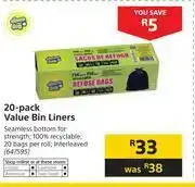Builders Warehouse Clean day 20 Pack Value Bin Liners offer