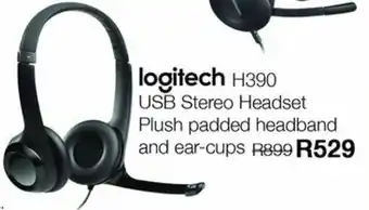 Logitech H390 USB Stereo Headset Plush Padded Headband and Ear-Cups