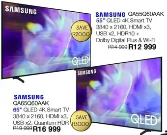 Kloppers Samsung QA55Q60AAK 55" QLED 4K Smart TV offer