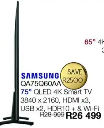 Kloppers Samsung QA75Q60AA 75" QLED 4K Smart TV offer