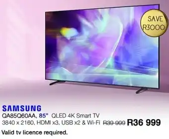 Kloppers Samsung QA85Q60AA 85" QLED 4K Smart TV offer