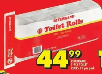 Shoprite Ritebrand 1-ply toilet rolls offer