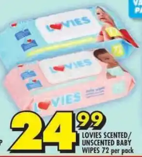 Shoprite Lovies scented/ unscented baby wipes offer