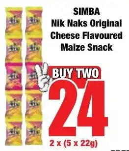 Boxer Superstores SIMBA Nik Naks Original Cheese Flavoured Maize Snack offer