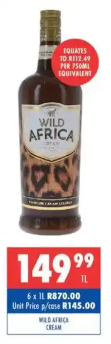 Ultra Liquors Wild africa cream offer