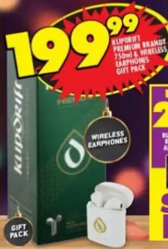 Shoprite Liquor Klip Drift Premium Brandy 750ml & Wireless Earphones offer