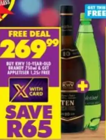 Shoprite Liquor 10-Year-Old Brandy 750ml & Appletiser 1,25L offer