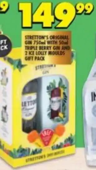 Shoprite Liquor Stretton's Original Gin with 50ml Triple Berry Gin and 2 Ice Lolly Moulds offer
