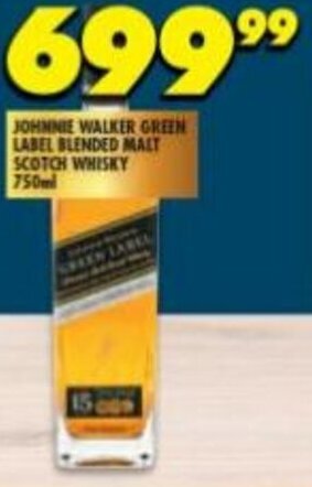 Shoprite Liquor Johnnie Walker Green Label Blended Malt Scotch Whisky 750ml offer