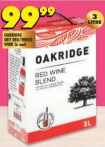 Shoprite Liquor Oakridge Dry Red/White Wine 3L offer