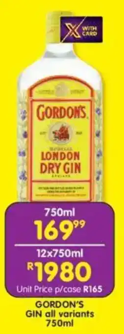 Shoprite Liquor Gordon's gin all variants offer