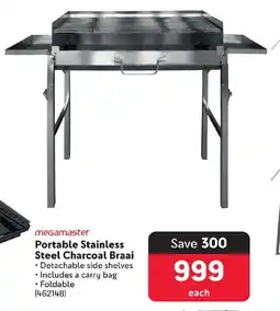 Makro Megamaster Portable Stainless Steel Charcoal Braai offer