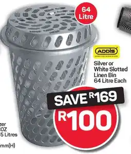 Pick n Pay Hypermarket ADDIS Silver or White Slotted Linen Bin offer