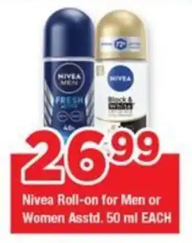 OK Grocer Nivea Roll-on for Men or Women Asstd. offer