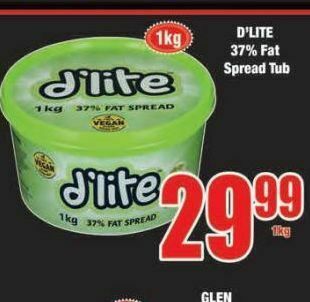 D'lite 37% fat spread tub