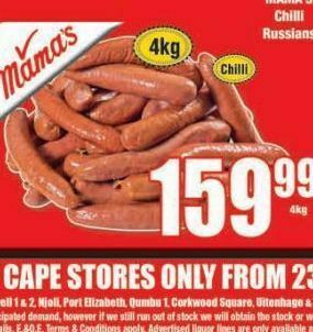 Boxer Mama's chilli russians offer