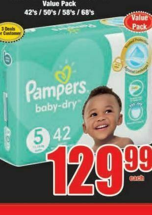 Boxer Pampers disposable nappies offer