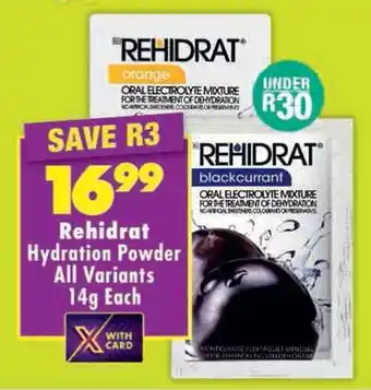 Shoprite Rehidrat Hydration Powder All Variants offer