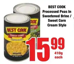 Boxer Superstores BEST COOK Processed Peas In Sweetened Brine/ Sweet Corn Cream Style offer