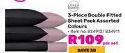 Game Alwats Home 3 Piece Double Fitted Sheet Pack Assorted Colours-Per Set offer