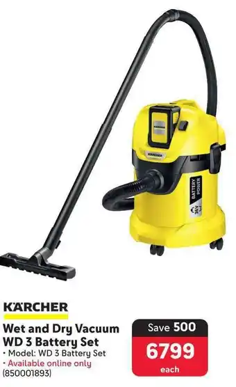 Makro KARCHER Wet and Dry Vacuum WD 3 Battery Set offer