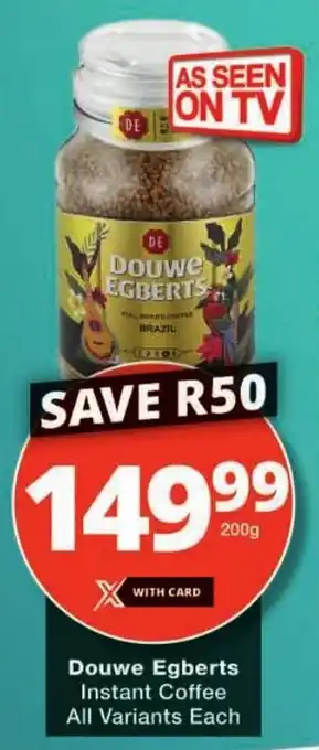 Checkers Douwe Egberts Instant Coffee All Variants offer