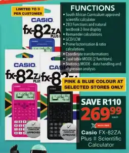 Checkers Casio FX-82ZA Plus II Scientific Calculator offer