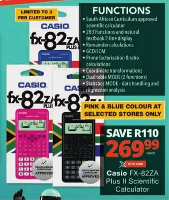 Checkers Casio FX-82ZA Plus II Scientific Calculator offer