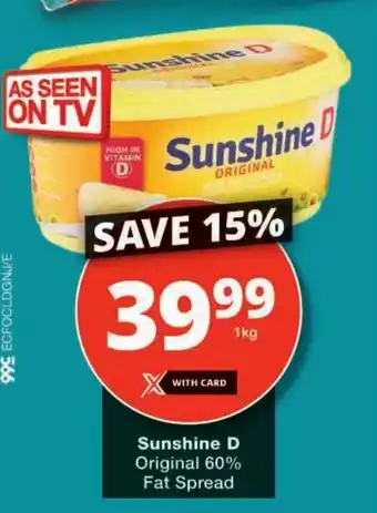 Checkers Sunshine D Original 60% Fat Spread offer