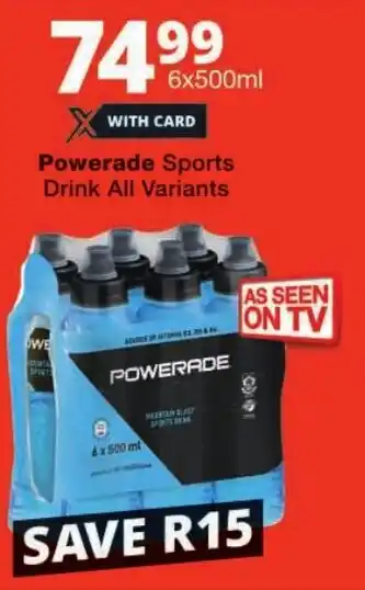 Checkers Powerade Sports Drink All Variants offer