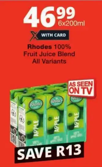 Checkers Rhodes 100% Fruit Juice Blend All Variants offer