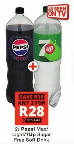 Checkers Pepsi Max/ Light/7Up Sugar Free Soft Drink offer