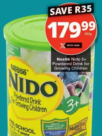 Checkers Nestlé Nido 3+ Powdered Drink for Growing Children offer