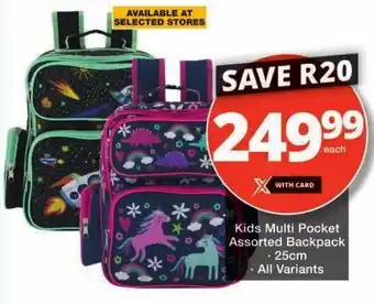 Checkers Kids Multi Pocket Assorted Backpack offer