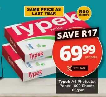 Checkers Typek A4 Photostat Paper offer