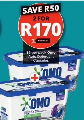 Checkers Omo Auto Detergent Capsules offer