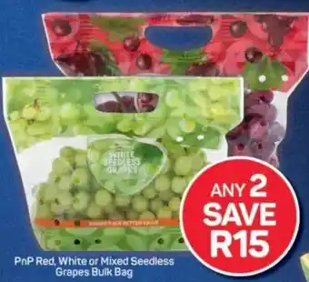 Pick n Pay PnP Red, White or Mixed Seedless Grapes Bulk Bag offer