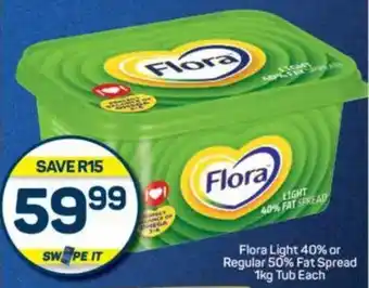 Pick n Pay Flora Light 40% or Regular 50% Fat Spread Tub offer