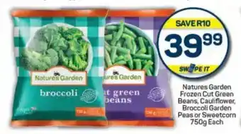 Pick n Pay Natures Garden Frozen Cut Green Beans, Cauliflower, Broccoli Garden Peas or Sweetcorn offer